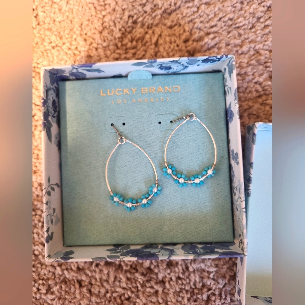 Lucky Brand Silver and Blue Dangle Earrings